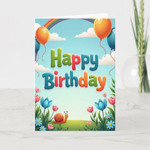 Tarjeta de cumpleaños con globo festivo