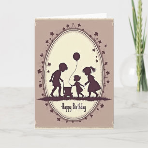 Tarjeta de cumpleaños con globo para niños