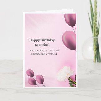 Tarjeta de cumpleaños con globo rosa