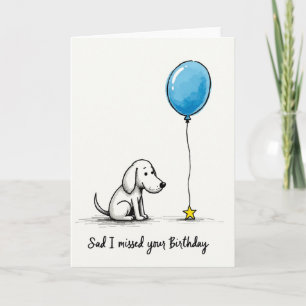 Tarjeta de cumpleaños con globo y cachorro