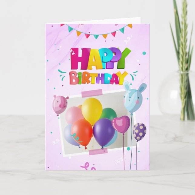 Tarjeta de cumpleaños con globos (Anverso)