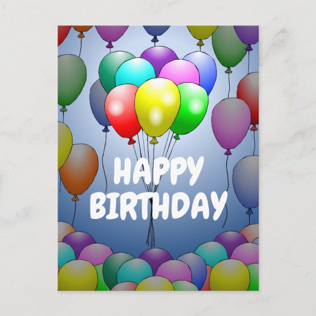 Tarjeta de cumpleaños con globos (Anverso)