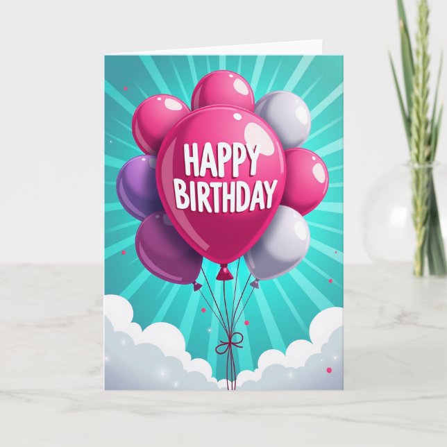 Tarjeta de cumpleaños con globos alegres (Anverso)