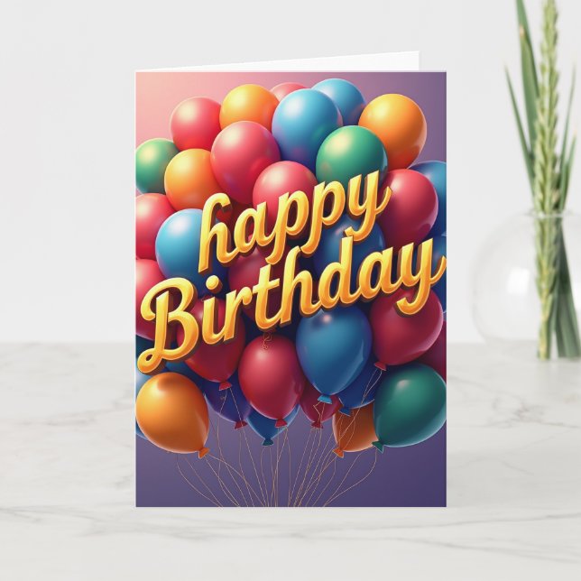 Tarjeta de cumpleaños con globos alegres (Anverso)