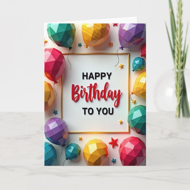 Tarjeta de cumpleaños con globos de gema (Anverso)