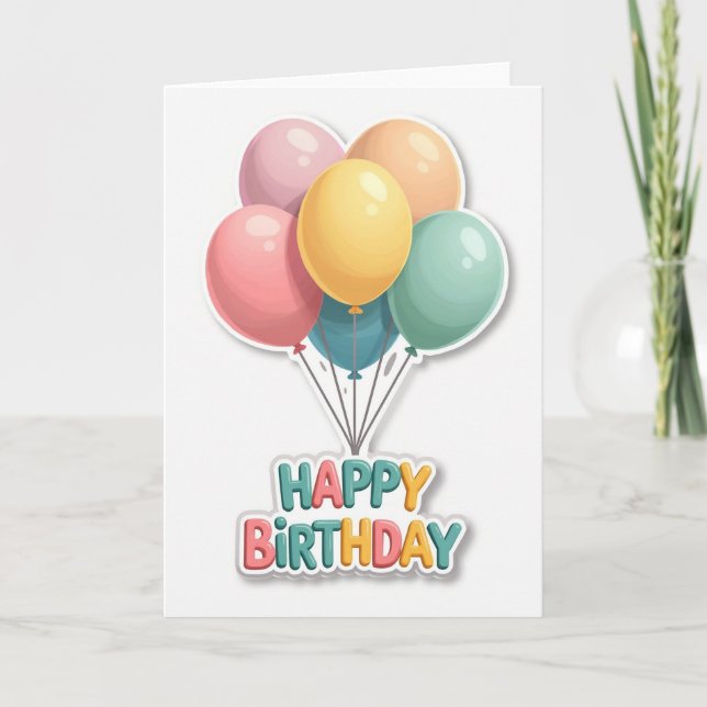 Tarjeta de cumpleaños con globos de pastel (Anverso)