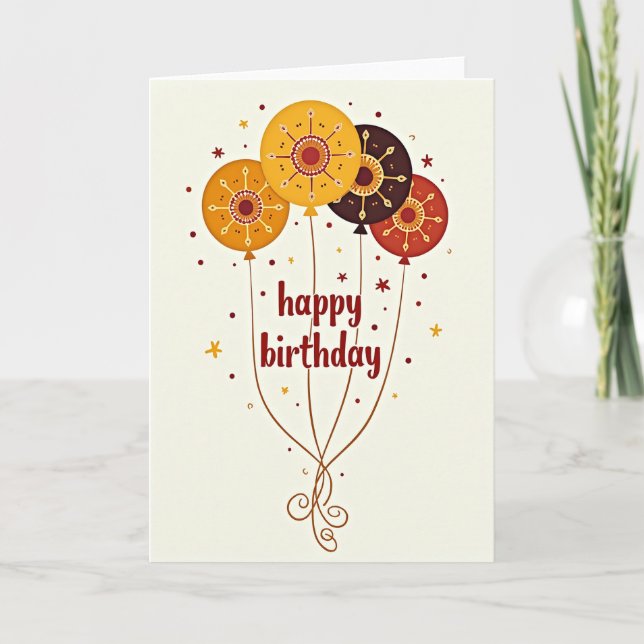 Tarjeta de cumpleaños con globos dorados (Anverso)
