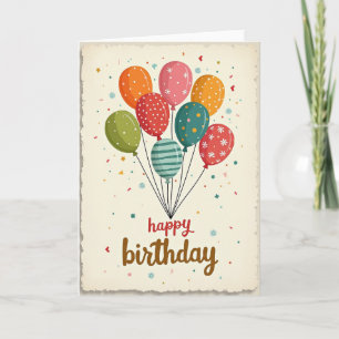 Tarjeta de cumpleaños con globos ilustrados