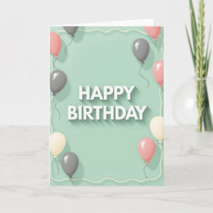 Tarjeta de cumpleaños con globos serenos