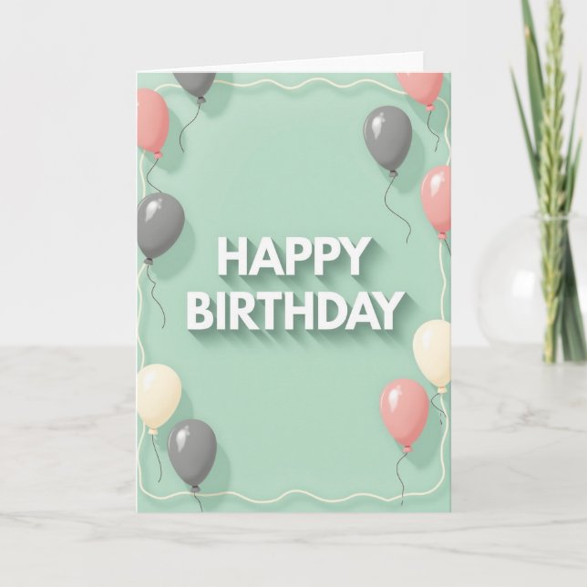 Tarjeta de cumpleaños con globos serenos (Anverso)