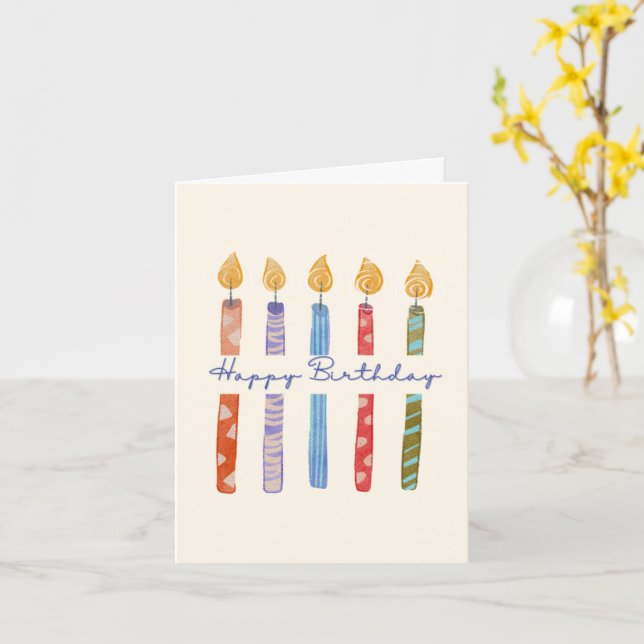 Tarjeta de cumpleaños con globos y velas (flor amarilla)
