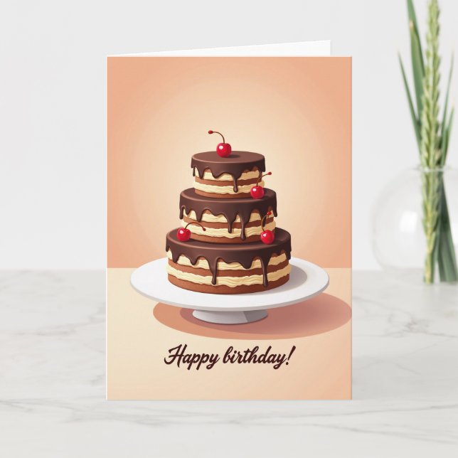 Tarjeta de cumpleaños con goteo de chocolate (Anverso)