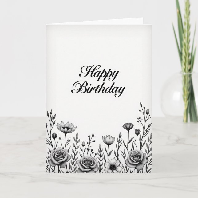 Tarjeta de cumpleaños con grabado clásico (Anverso)