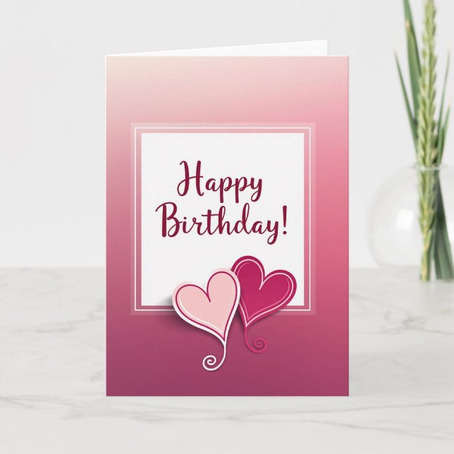 Tarjeta de cumpleaños con gradiente de baya rubor (Anverso)