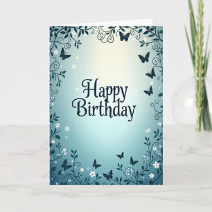 Tarjeta de cumpleaños con gradiente floral