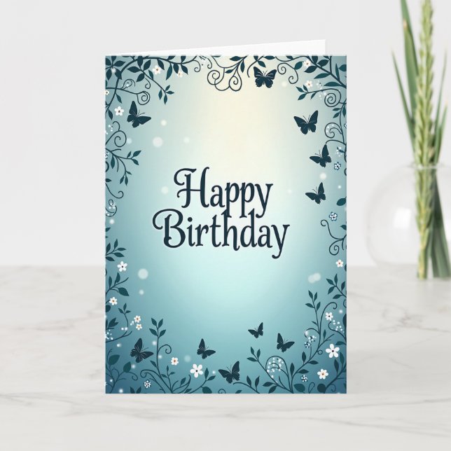 Tarjeta de cumpleaños con gradiente floral (Anverso)