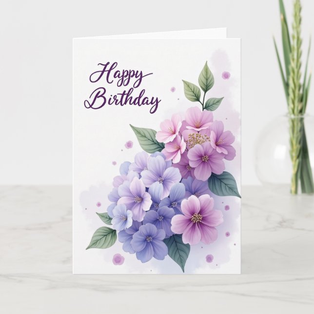 Tarjeta de cumpleaños con gradiente floral (Anverso)