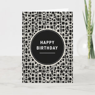 Tarjeta de cumpleaños con gráfico monocromo
