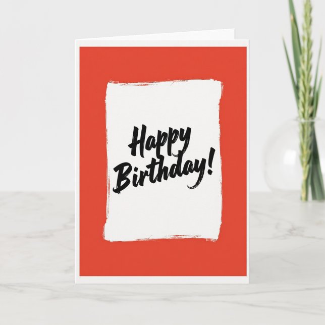 Tarjeta de cumpleaños con guión artístico rojo (Anverso)