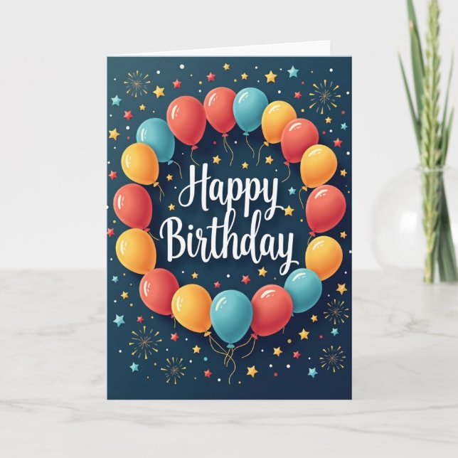 Tarjeta de cumpleaños con guión azul (Anverso)