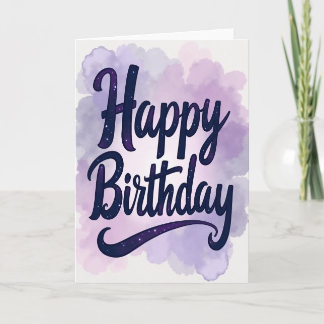 Tarjeta de cumpleaños con guión cósmico (Anverso)