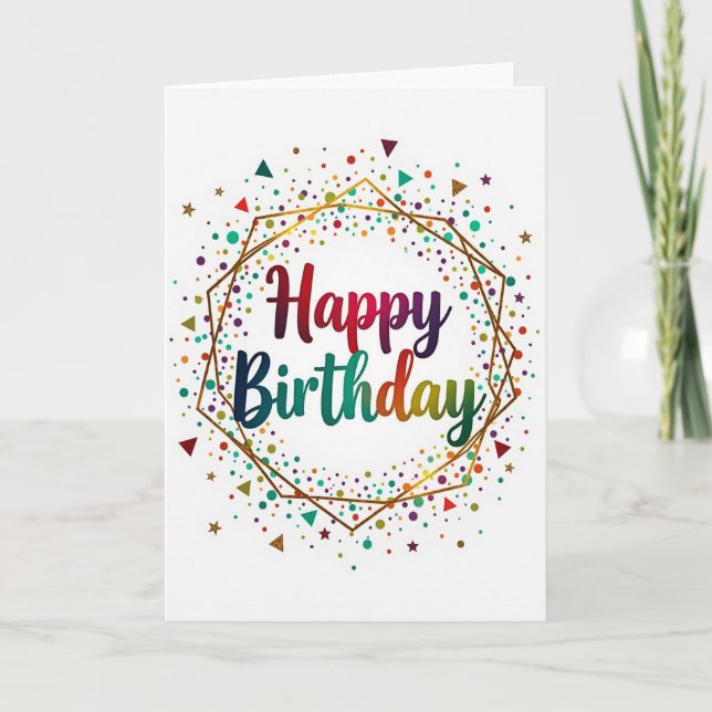 Tarjeta de cumpleaños con guión de arcoíris (Anverso)