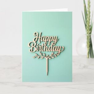 Tarjeta de cumpleaños con guión de madera alegre