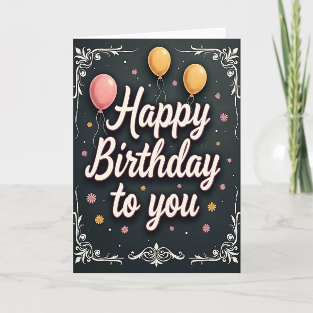 Tarjeta de cumpleaños con guión de pizarra (Anverso)