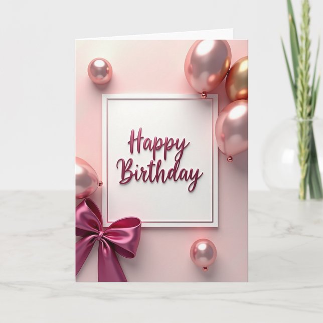 Tarjeta de cumpleaños con guión de rosa (Anverso)