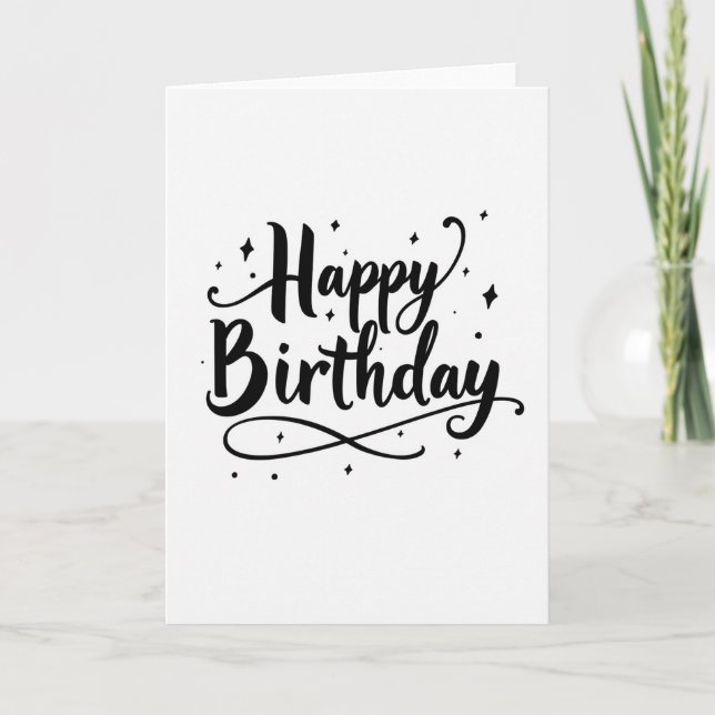Tarjeta de cumpleaños con guión elegante en forma  (Anverso)