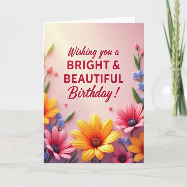 Tarjeta de cumpleaños con guión hermoso (Anverso)