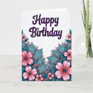 Tarjeta de cumpleaños con guión púrpura