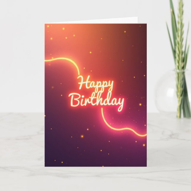 Tarjeta de cumpleaños con guión radiante (Anverso)