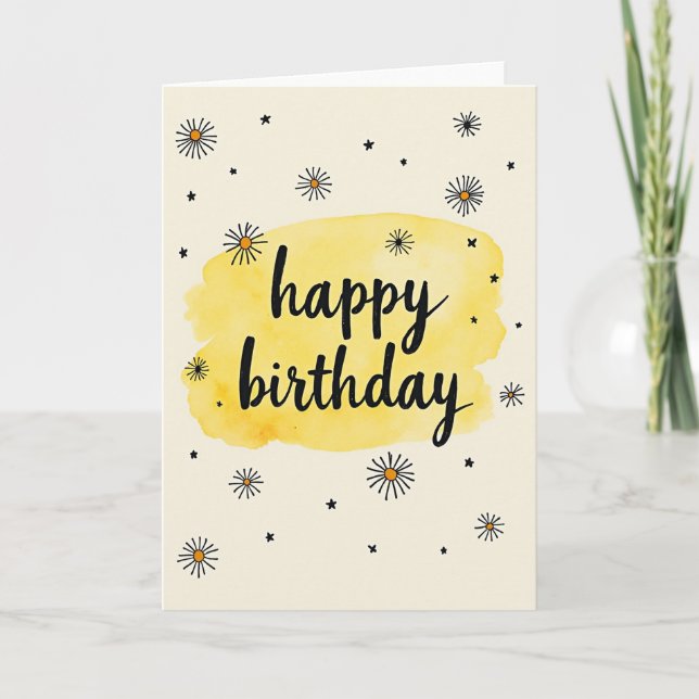 Tarjeta de cumpleaños con guión soleado (Anverso)