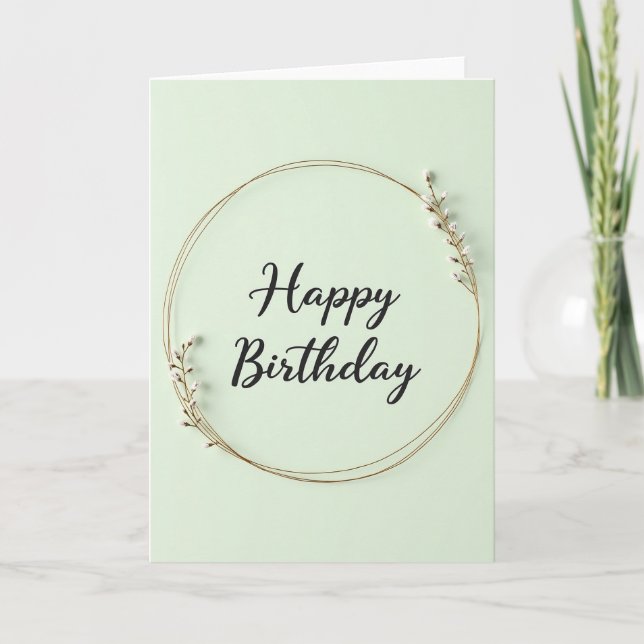 Tarjeta de Cumpleaños con Guión Verde Menta (Anverso)