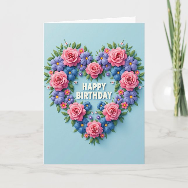 Tarjeta de cumpleaños con guirnalda botánica (Anverso)