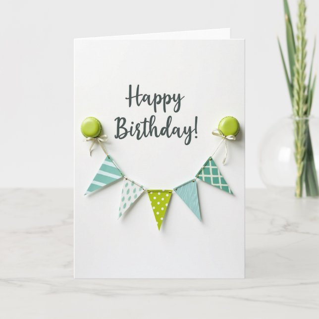 Tarjeta de cumpleaños con guirnalda vibrante (Anverso)