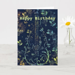 Tarjeta de cumpleaños con guitarra de flores - Per
