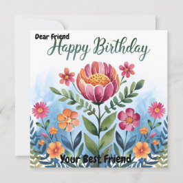 Tarjeta de cumpleaños con hermoso ramo floral de a