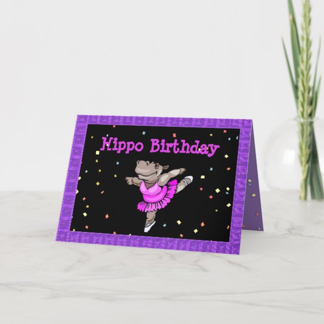 Tarjeta de cumpleaños con Hippo Ballerina (Anverso)