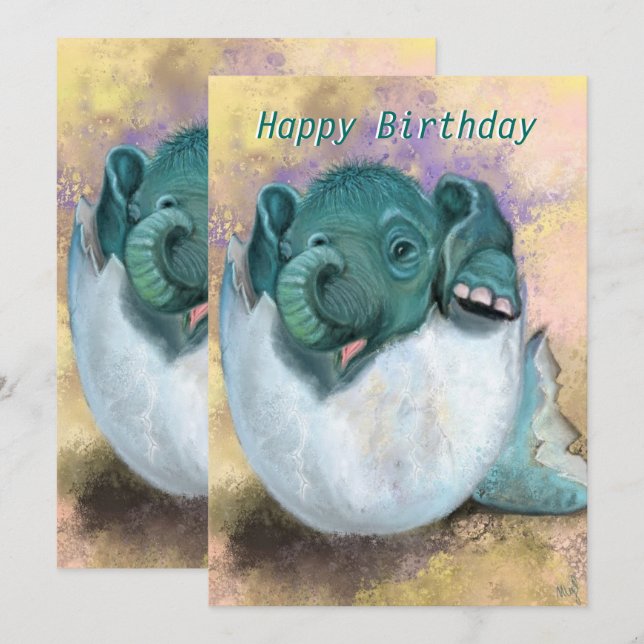 Tarjeta de cumpleaños con hocico para elefantes be (Anverso / Reverso)