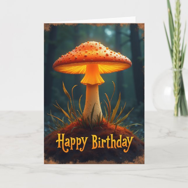Tarjeta de cumpleaños con hongo luminoso (Anverso)