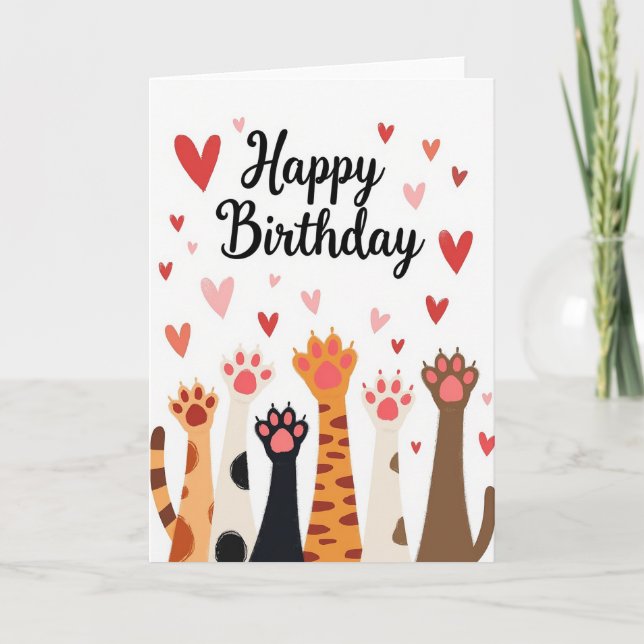 Tarjeta de cumpleaños con huella de pata caprichos (Anverso)