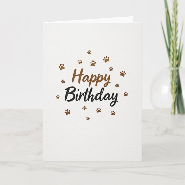 Tarjeta de cumpleaños con huellas de patas (Anverso)