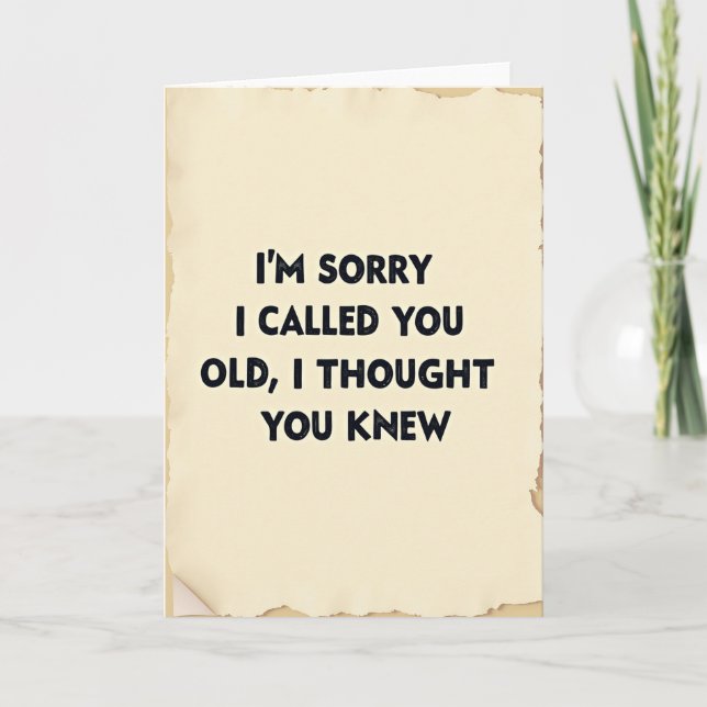 Tarjeta de cumpleaños con humor en pergamino (Anverso)