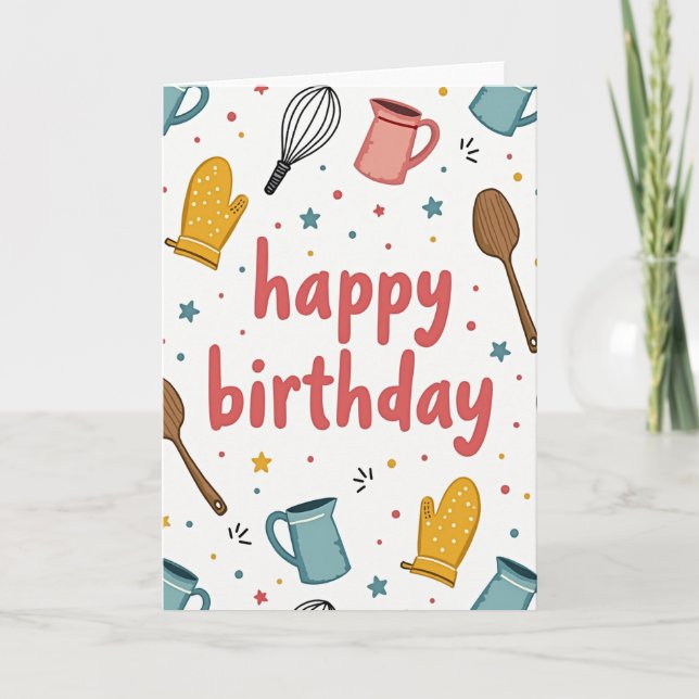 Tarjeta de cumpleaños con ilustración artística (Anverso)