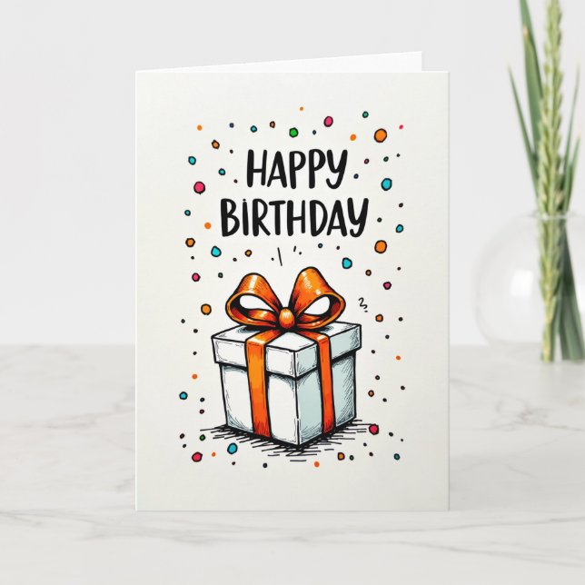 Tarjeta de Cumpleaños con Ilustración de Cinta (Anverso)
