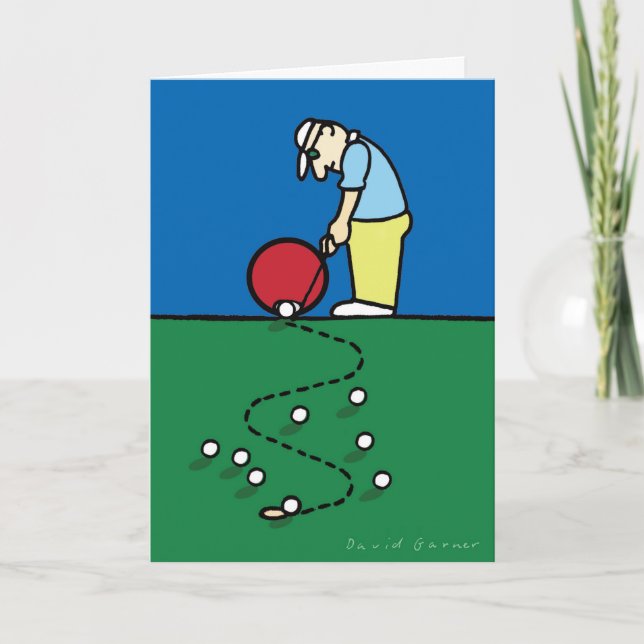 Tarjeta de cumpleaños con ilustracion de golfista (Anverso)