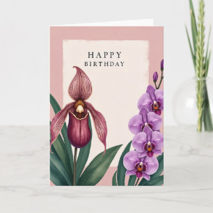 Tarjeta de cumpleaños con ilustración de lavanda