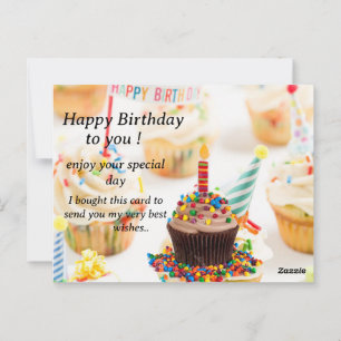 Tarjeta de cumpleaños con imagen de pastelito y me